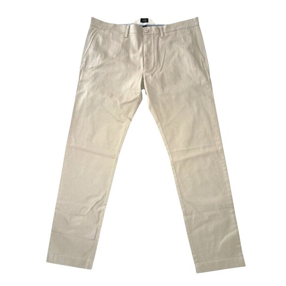 J Crew 484 Pants Mens 36X32 Beige Cotton Stretch Chino Slim Fit Pockets Zip Fly - Picture 2 of 6